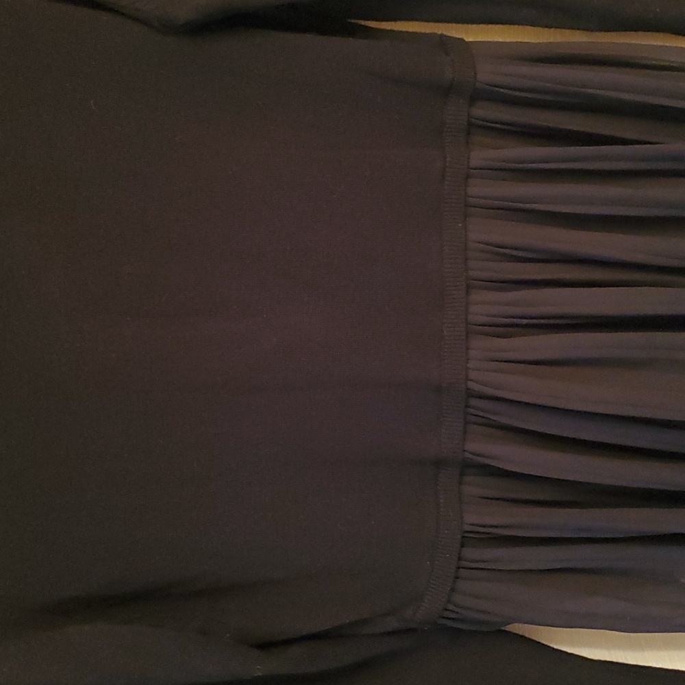EXPRESS Long Sleeve Sweater Sheer Pleated on Half of Back Black Medium - Picture 3 of 8